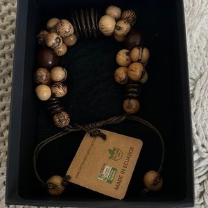 Seed and nut Ecuadorean bracelet bead brown tan Terra Natural Design